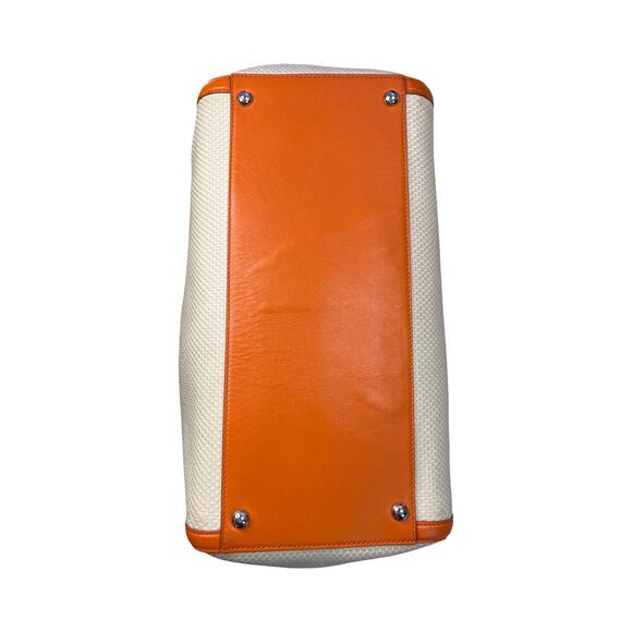 Salvatore Ferragamo Woven Canvas Leather Tote Bag Orange Trim Italy - Picture 13 of 13